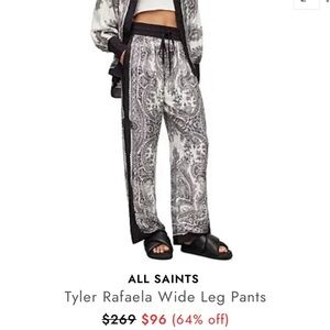 All Saints Monochrome Paisley Wide Leg Trousers